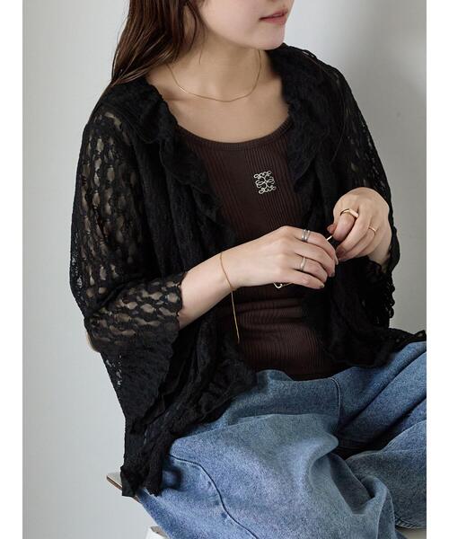 ehka sopo（エヘカソポ）の「ワンポイント刺繍タンクトップ（ニット/セーター・レディース・キナリ/ブラウン/グレー/ブラック・F）」の8枚目の写真