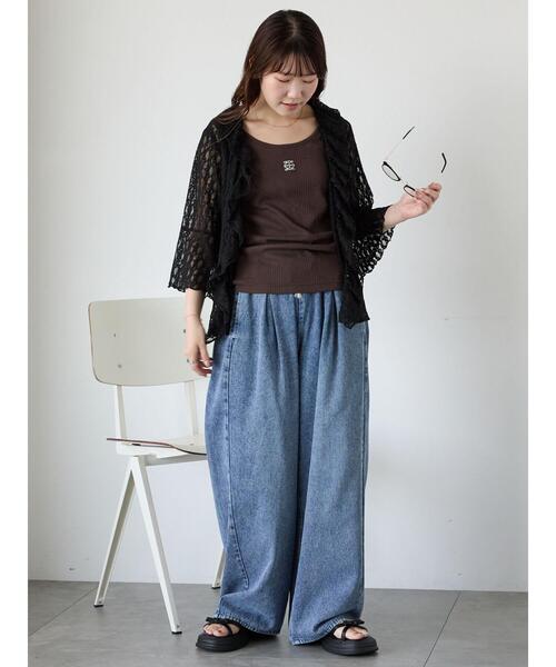 ehka sopo（エヘカソポ）の「ワンポイント刺繍タンクトップ（ニット/セーター・レディース・キナリ/ブラウン/グレー/ブラック・F）」の9枚目の写真