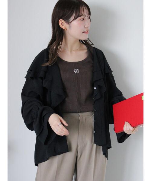 ehka sopo（エヘカソポ）の「ワンポイント刺繍タンクトップ（ニット/セーター・レディース・キナリ/ブラウン/グレー/ブラック・F）」の10枚目の写真