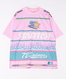 《STARTER GOLF》スターターゴルフ ロゴファイヤーパターンモックネック半袖Tシャツ SG-123002