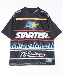 《STARTER GOLF》スターターゴルフ ロゴファイヤーパターンモックネック半袖Tシャツ SG-123002