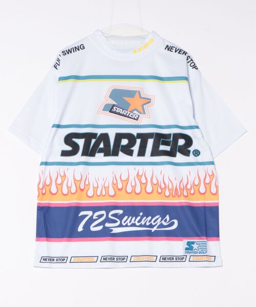 STARTER（スターター）の「《STARTER GOLF》スターターゴルフ ロゴファイヤーパターンモックネック半袖Tシャツ SG-123002（Tシャツ/カットソー・メンズ・ブラック/ホワイト/ピンク・L/M）」の8枚目の写真