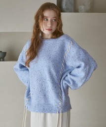 Bab | チョコチップ風ネップ 編み上げニットトップス(ニット/セーター)