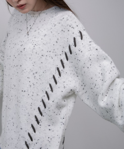 Bab（バブ）の「チョコチップ風ネップ 編み上げニットトップス（ニット/セーター・レディース・ベージュ/ライトグレー/サンドベージュ/ブルー・FREE）」の14枚目の写真