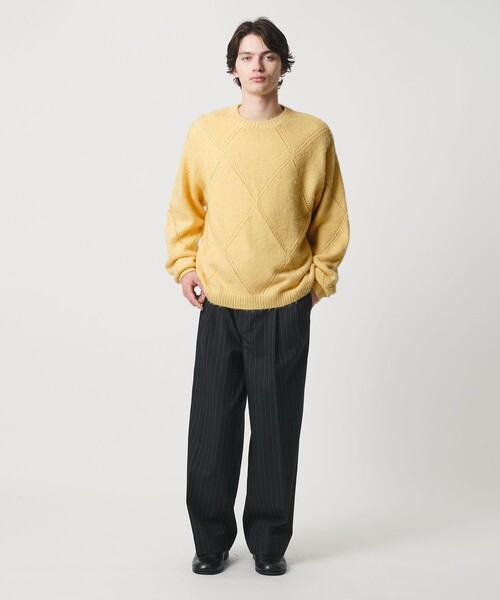 MONKEY TIME（モンキータイム）の「モヘヤミックス ダイヤパターン クルーネック ニット（ニット/セーター・メンズ・イエロー/ブラック・S/M/L/XL）」の22枚目の写真