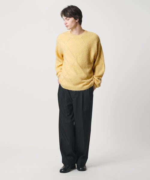 MONKEY TIME（モンキータイム）の「モヘヤミックス ダイヤパターン クルーネック ニット（ニット/セーター・メンズ・イエロー/ブラック・S/M/L/XL）」の21枚目の写真