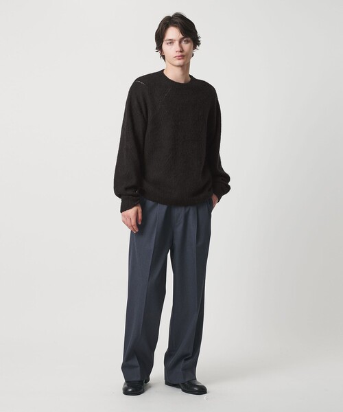 モヘヤミックス ダイヤパターン クルーネック ニット（ニット/セーター