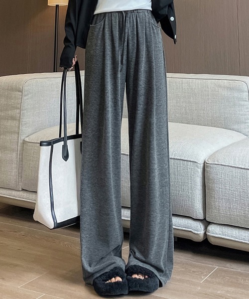 DAY CLOSET（デイ クローゼット）の「【大きいサイズ有/調節紐付き/美シルエワンタック】ベーシックイージースウェットニットパンツ ルームウェア（スウェットパンツ・レディース・グレイッシュベージュ/グレー/ダークグレー/ブラック/キナリ・S/XL/M/L）」の5枚目の写真