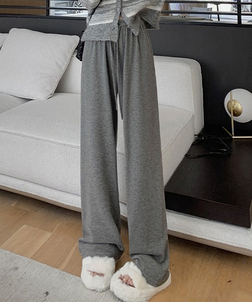 DAY CLOSET（デイ クローゼット）の「【大きいサイズ有/調節紐付き/美シルエワンタック】ベーシックイージースウェットニットパンツ ルームウェア（スウェットパンツ・レディース・グレイッシュベージュ/グレー/ダークグレー/ブラック/キナリ・S/XL/M/L）」の7枚目の写真