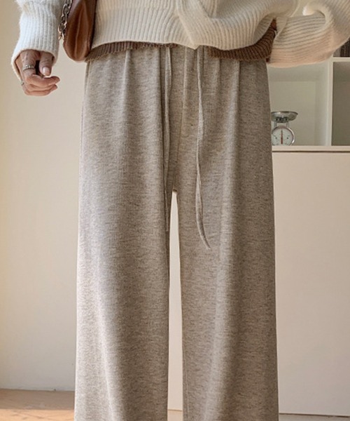 DAY CLOSET（デイ クローゼット）の「【大きいサイズ有/調節紐付き/美シルエワンタック】ベーシックイージースウェットニットパンツ ルームウェア（スウェットパンツ・レディース・グレイッシュベージュ/グレー/ダークグレー/ブラック/キナリ・S/XL/M/L）」の15枚目の写真