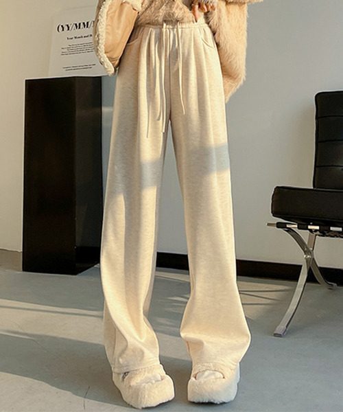 DAY CLOSET（デイ クローゼット）の「【大きいサイズ有/調節紐付き/美シルエワンタック】ベーシックイージースウェットニットパンツ ルームウェア（スウェットパンツ・レディース・グレイッシュベージュ/グレー/ダークグレー/ブラック/キナリ・S/XL/M/L）」の21枚目の写真