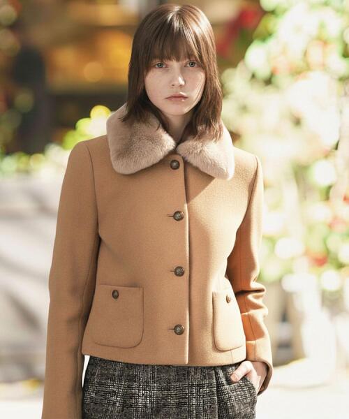 DRESSTERIOR（ドレステリア）の「【otonaMUSE 11月号掲載】2WAYファーカラーメルトンジャケット（ブルゾン・レディース・ネイビー/キャメル・34/36/38）」の2枚目の写真