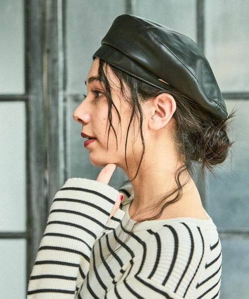 niko and...(ニコアンド)の「オリジナルPUベレー帽(ハンチング/ベレー帽・レディース・ブラック/キャメル・0)」の2枚目の写真