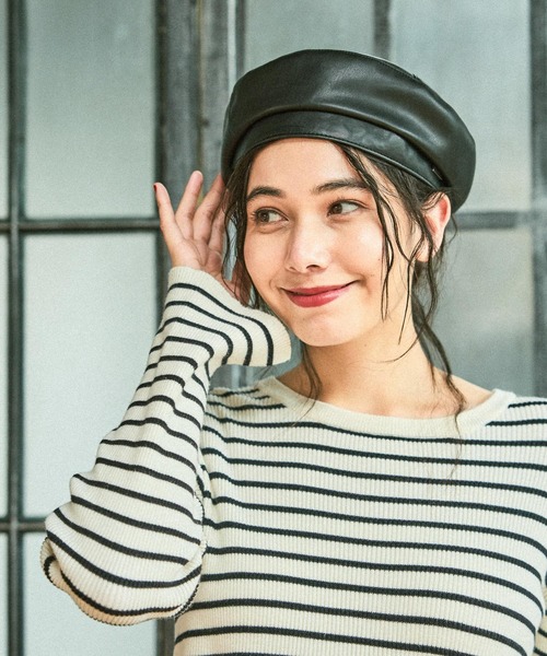 niko and...(ニコアンド)の「オリジナルPUベレー帽(ハンチング/ベレー帽・レディース・ブラック/キャメル・0)」の4枚目の写真