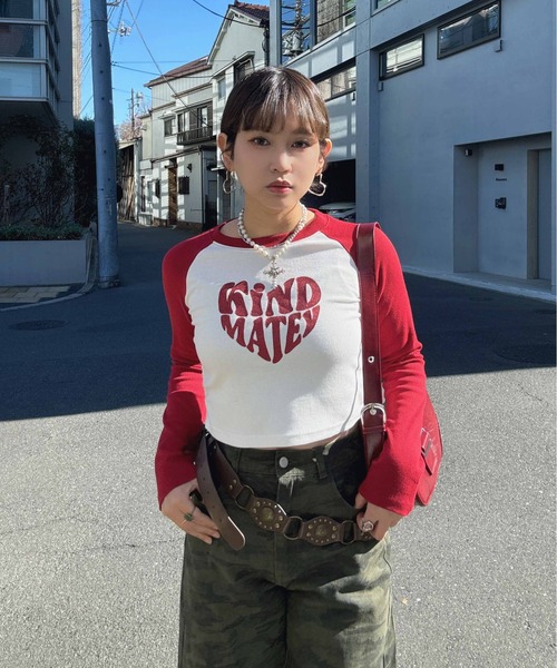 AS KNOW AS plus（アズノゥアズプラス）の「♪ラグランドロストロンT（Tシャツ/カットソー・レディース・ブラック/ダークグリーン/ブラウン/レッド/ブラウン系/レッド系/ネイビー・FREE）」の7枚目の写真