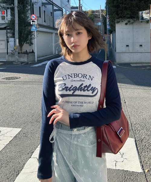 AS KNOW AS plus（アズノゥアズプラス）の「♪ラグランドロストロンT（Tシャツ/カットソー・レディース・ブラック/ダークグリーン/ブラウン/レッド/ブラウン系/レッド系/ネイビー・FREE）」の6枚目の写真