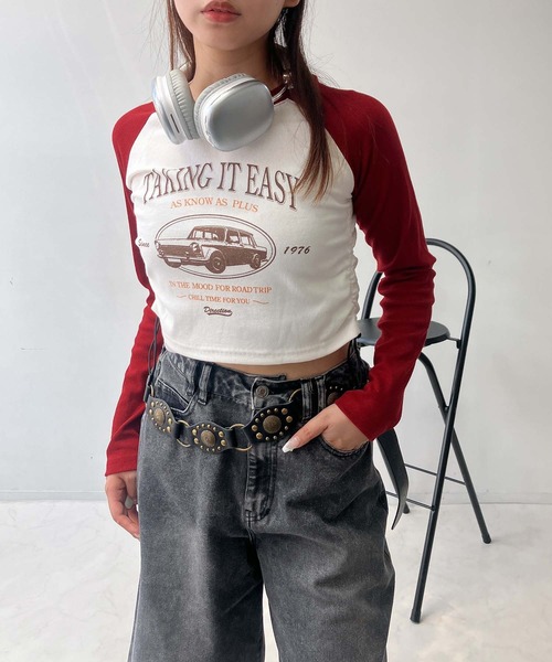 AS KNOW AS plus（アズノゥアズプラス）の「♪ラグランドロストロンT（Tシャツ/カットソー・レディース・ブラック/ダークグリーン/ブラウン/レッド/ブラウン系/レッド系/ネイビー・FREE）」の8枚目の写真