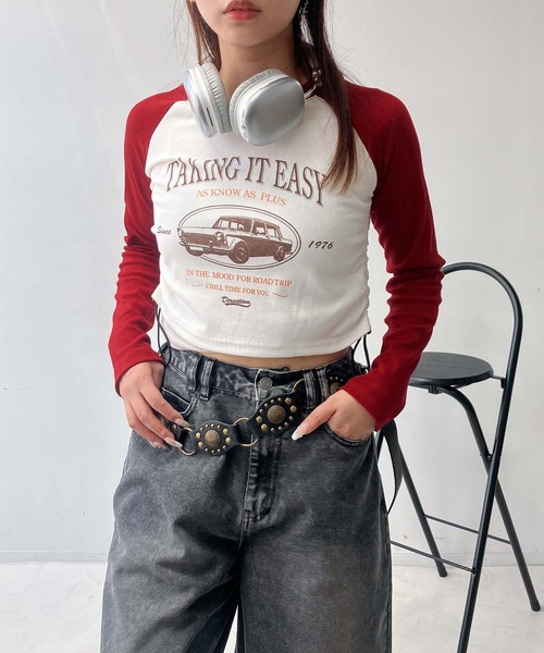 AS KNOW AS plus（アズノゥアズプラス）の「♪ラグランドロストロンT（Tシャツ/カットソー・レディース・ブラック/ダークグリーン/ブラウン/レッド/ブラウン系/レッド系/ネイビー・FREE）」の10枚目の写真