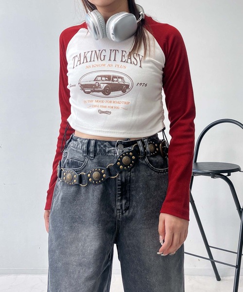 AS KNOW AS plus（アズノゥアズプラス）の「♪ラグランドロストロンT（Tシャツ/カットソー・レディース・ブラック/ダークグリーン/ブラウン/レッド/ブラウン系/レッド系/ネイビー・FREE）」の9枚目の写真