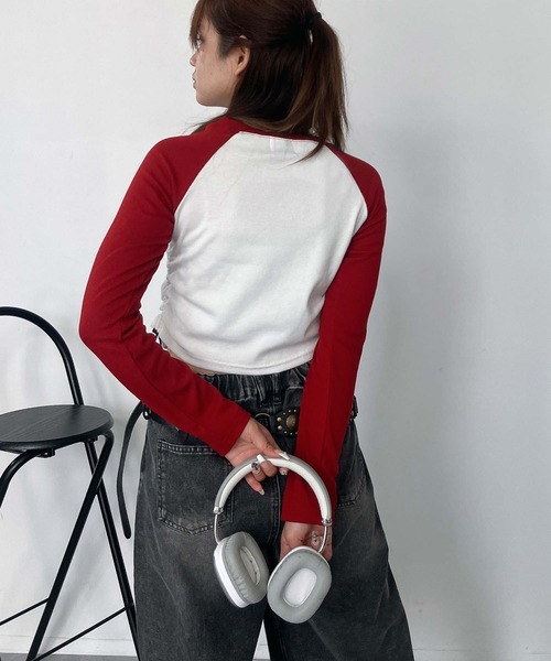 AS KNOW AS plus（アズノゥアズプラス）の「♪ラグランドロストロンT（Tシャツ/カットソー・レディース・ブラック/ダークグリーン/ブラウン/レッド/ブラウン系/レッド系/ネイビー・FREE）」の13枚目の写真