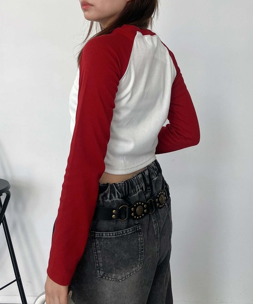 AS KNOW AS plus（アズノゥアズプラス）の「♪ラグランドロストロンT（Tシャツ/カットソー・レディース・ブラック/ダークグリーン/ブラウン/レッド/ブラウン系/レッド系/ネイビー・FREE）」の12枚目の写真