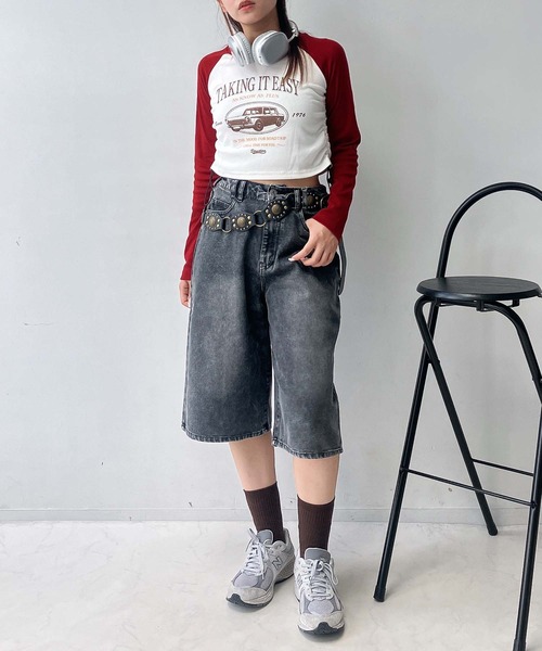 AS KNOW AS plus（アズノゥアズプラス）の「♪ラグランドロストロンT（Tシャツ/カットソー・レディース・ブラック/ダークグリーン/ブラウン/レッド/ブラウン系/レッド系/ネイビー・FREE）」の14枚目の写真