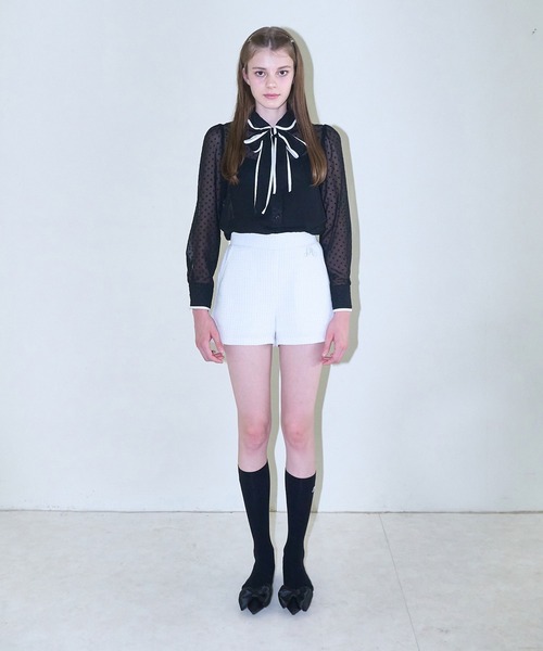 mieya mieya(ミーヤミーヤ)の「【mieya mieya】dot classical ribbon BL/ドットクラシカルリボンブラウス(シャツ/ブラウス・レディース・ホワイト/ブラック・FREE)」の18枚目の写真