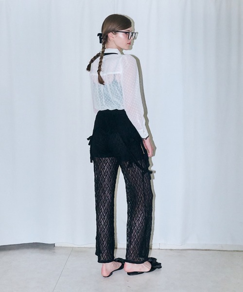 mieya mieya(ミーヤミーヤ)の「【mieya mieya】dot classical ribbon BL/ドットクラシカルリボンブラウス(シャツ/ブラウス・レディース・ホワイト/ブラック・FREE)」の3枚目の写真