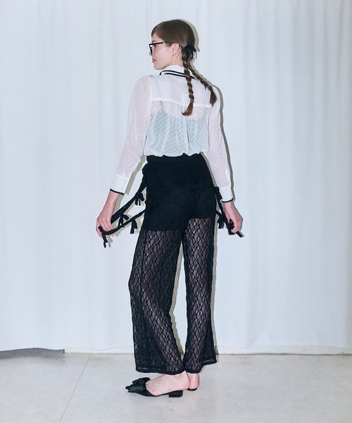 mieya mieya(ミーヤミーヤ)の「【mieya mieya】dot classical ribbon BL/ドットクラシカルリボンブラウス(シャツ/ブラウス・レディース・ホワイト/ブラック・FREE)」の5枚目の写真