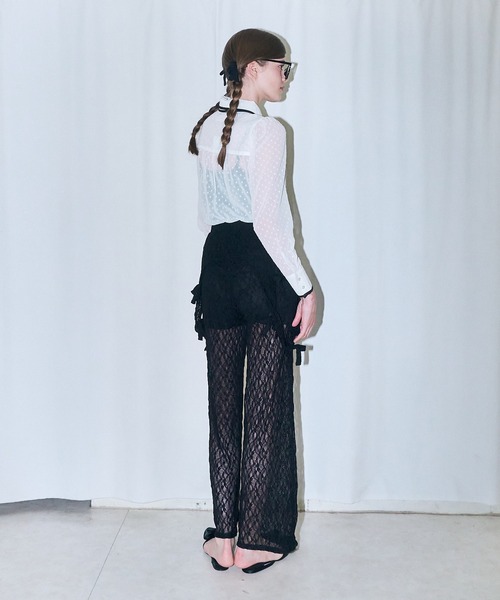 mieya mieya(ミーヤミーヤ)の「【mieya mieya】dot classical ribbon BL/ドットクラシカルリボンブラウス(シャツ/ブラウス・レディース・ホワイト/ブラック・FREE)」の4枚目の写真