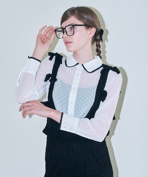 mieya mieya(ミーヤミーヤ)の「【mieya mieya】dot classical ribbon BL/ドットクラシカルリボンブラウス(シャツ/ブラウス・レディース・ホワイト/ブラック・FREE)」の10枚目の写真