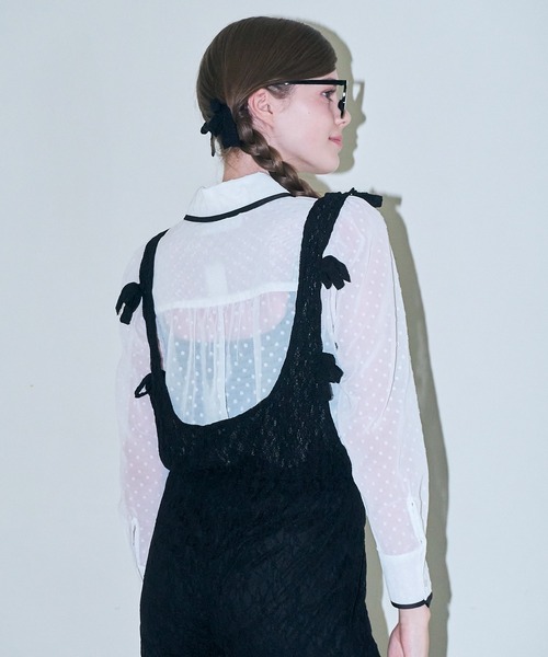 mieya mieya(ミーヤミーヤ)の「【mieya mieya】dot classical ribbon BL/ドットクラシカルリボンブラウス(シャツ/ブラウス・レディース・ホワイト/ブラック・FREE)」の9枚目の写真