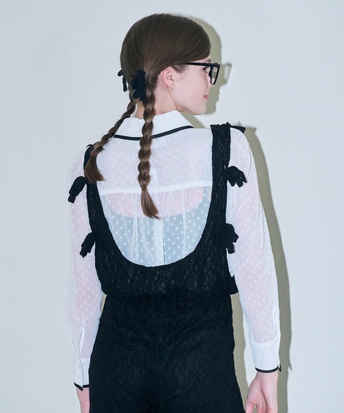 mieya mieya(ミーヤミーヤ)の「【mieya mieya】dot classical ribbon BL/ドットクラシカルリボンブラウス(シャツ/ブラウス・レディース・ホワイト/ブラック・FREE)」の8枚目の写真