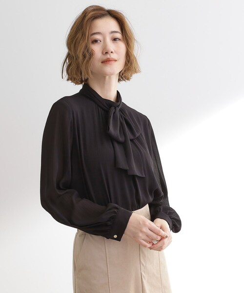 grove(グローブ)の「シアーストライプボウタイブラウス(シャツ/ブラウス・レディース・ブラック/オフホワイト/オレンジ系・01/02/03/04/05)」の14枚目の写真