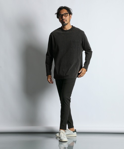 The DUFFER of ST.GEORGE(ザダファーオブセントジョージ)の「SNOW WASH PONTE L/SL TEE: ポンチ素材 スノー加工 ルーズフィットロンTEE(Tシャツ/カットソー・メンズ・スミクロ/ブルーグレー/グレイッシュベージュ/ブルー・LARGE/MEDIUM/SMALL/X-LARGE)」の21枚目の写真