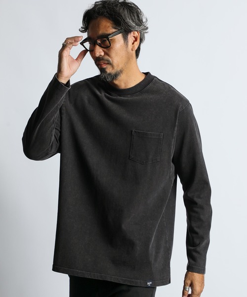 The DUFFER of ST.GEORGE(ザダファーオブセントジョージ)の「SNOW WASH PONTE L/SL TEE: ポンチ素材 スノー加工 ルーズフィットロンTEE(Tシャツ/カットソー・メンズ・スミクロ/ブルーグレー/グレイッシュベージュ/ブルー・LARGE/MEDIUM/SMALL/X-LARGE)」の18枚目の写真