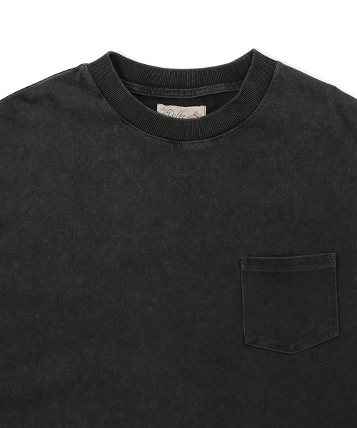 The DUFFER of ST.GEORGE(ザダファーオブセントジョージ)の「SNOW WASH PONTE L/SL TEE: ポンチ素材 スノー加工 ルーズフィットロンTEE(Tシャツ/カットソー・メンズ・スミクロ/ブルーグレー/グレイッシュベージュ/ブルー・LARGE/MEDIUM/SMALL/X-LARGE)」の8枚目の写真