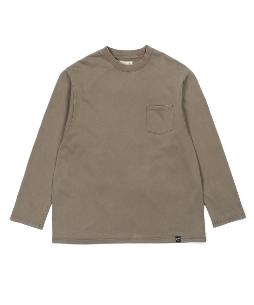The DUFFER of ST.GEORGE(ザダファーオブセントジョージ)の「SNOW WASH PONTE L/SL TEE: ポンチ素材 スノー加工 ルーズフィットロンTEE(Tシャツ/カットソー・メンズ・スミクロ/ブルーグレー/グレイッシュベージュ/ブルー・LARGE/MEDIUM/SMALL/X-LARGE)」の9枚目の写真