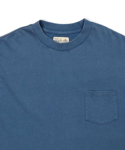 The DUFFER of ST.GEORGE(ザダファーオブセントジョージ)の「SNOW WASH PONTE L/SL TEE: ポンチ素材 スノー加工 ルーズフィットロンTEE(Tシャツ/カットソー・メンズ・スミクロ/ブルーグレー/グレイッシュベージュ/ブルー・LARGE/MEDIUM/SMALL/X-LARGE)」の6枚目の写真