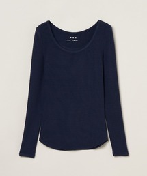 レーヨンニットリブジャージー オープンクルーネック