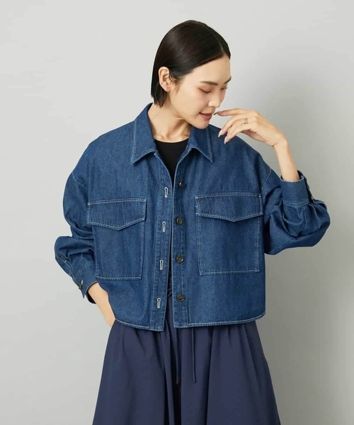 MICHEL KLEIN（ミッシェル・クラン）の「[セットアップ対応]デニムダブルポケットブルゾン（デニムジャケット・レディース・ネイビー・38）」の17枚目の写真