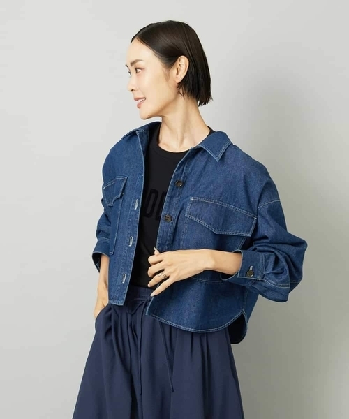 MICHEL KLEIN（ミッシェル・クラン）の「[セットアップ対応]デニムダブルポケットブルゾン（デニムジャケット・レディース・ネイビー・38）」の16枚目の写真