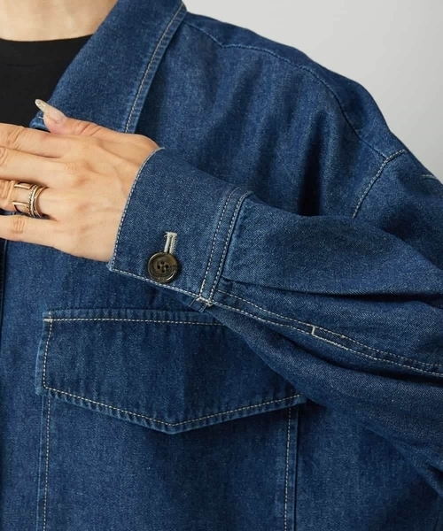 MICHEL KLEIN（ミッシェル・クラン）の「[セットアップ対応]デニムダブルポケットブルゾン（デニムジャケット・レディース・ネイビー・38）」の6枚目の写真