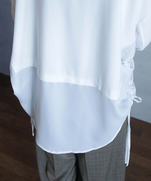 BITTOKO(ビットコ)の「すそドロスト変形Tシャツ(Tシャツ/カットソー・レディース・ブルー/ホワイト・FREE)」の17枚目の写真