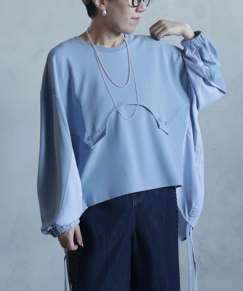 BITTOKO(ビットコ)の「すそドロスト変形Tシャツ(Tシャツ/カットソー・レディース・ブルー/ホワイト・FREE)」の18枚目の写真