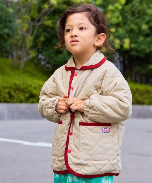 MARKEY'S（マーキーズ）の「【マシンウォッシャブル】ショールカラーダイヤキルトジャケット（ブルゾン・キッズ・カーキ/ベージュ/ライトブルー/ブラック・100/95/90/80/150/140/130/120/110）」の2枚目の写真