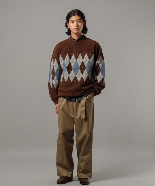 RAGEBLUE(レイジブルー)の「【CLASSICAL LINE】WOOL BLEND ARGYLE CREW NECK KNIT / ウール混/アーガイルニットクルー(ニット/セーター・メンズ・グレー系その他/ブラウン系その他・LARGE/MEDIUM)」の21枚目の写真