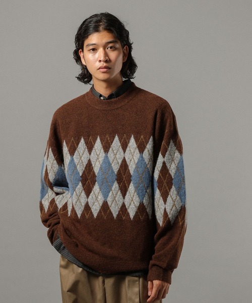 RAGEBLUE(レイジブルー)の「【CLASSICAL LINE】WOOL BLEND ARGYLE CREW NECK KNIT / ウール混/アーガイルニットクルー(ニット/セーター・メンズ・グレー系その他/ブラウン系その他・LARGE/MEDIUM)」の20枚目の写真