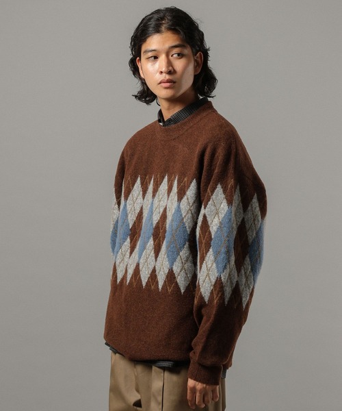 RAGEBLUE(レイジブルー)の「【CLASSICAL LINE】WOOL BLEND ARGYLE CREW NECK KNIT / ウール混/アーガイルニットクルー(ニット/セーター・メンズ・グレー系その他/ブラウン系その他・LARGE/MEDIUM)」の19枚目の写真