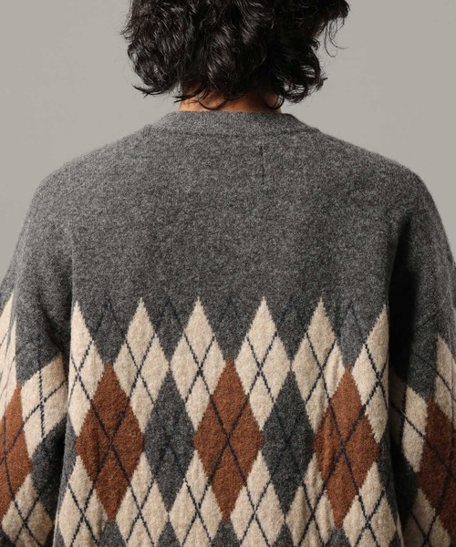 RAGEBLUE(レイジブルー)の「【CLASSICAL LINE】WOOL BLEND ARGYLE CREW NECK KNIT / ウール混/アーガイルニットクルー(ニット/セーター・メンズ・グレー系その他/ブラウン系その他・LARGE/MEDIUM)」の14枚目の写真